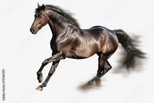 Transparent background digital rendering of dynamic horse. Generative AI