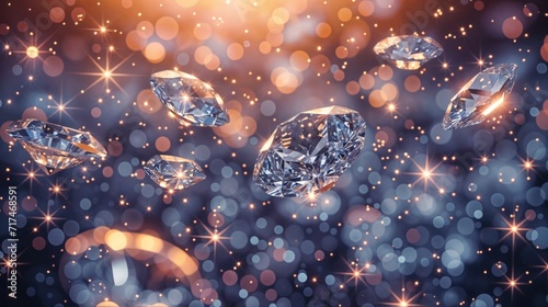 Abstract Christmas background with bokeh lights and snowflakes.