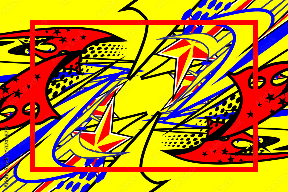 vector abstract racing background design with a unique striped pattern and a combination of bright colors such as red, yellow and blue as well as a star effect vector abstract racing background design with a unique striped pattern and a combination of bright colors such as red, yellow and blue as well as a star effect