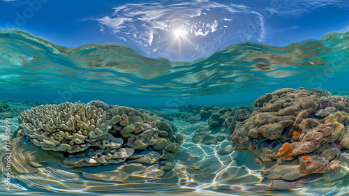 An underwater scene capturing the tranquil depths of the ocean