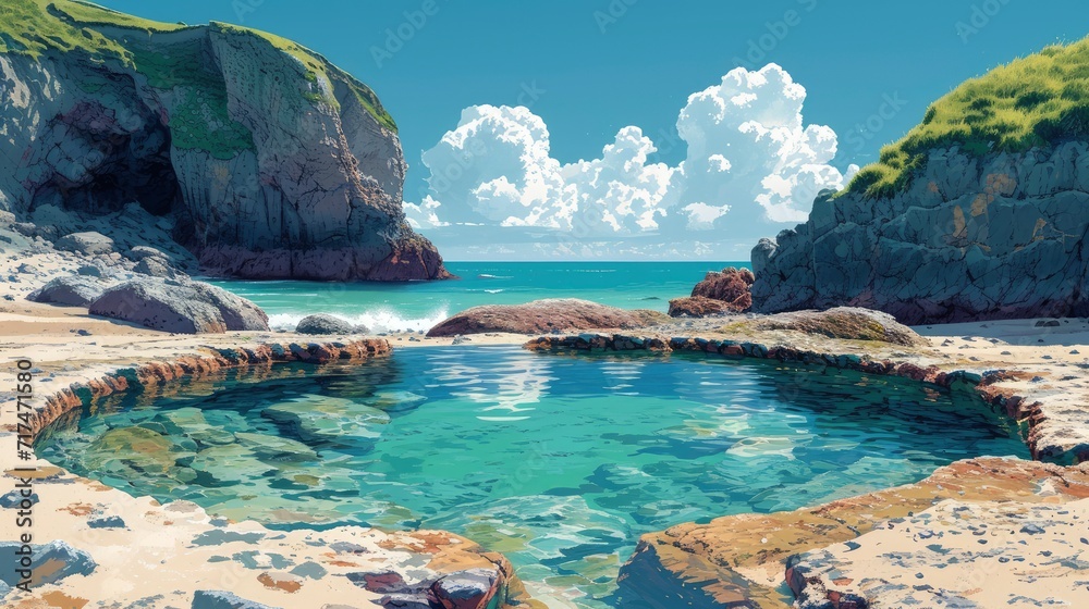 Fototapeta premium Watergate Bay Rock Pool, Background Banner HD