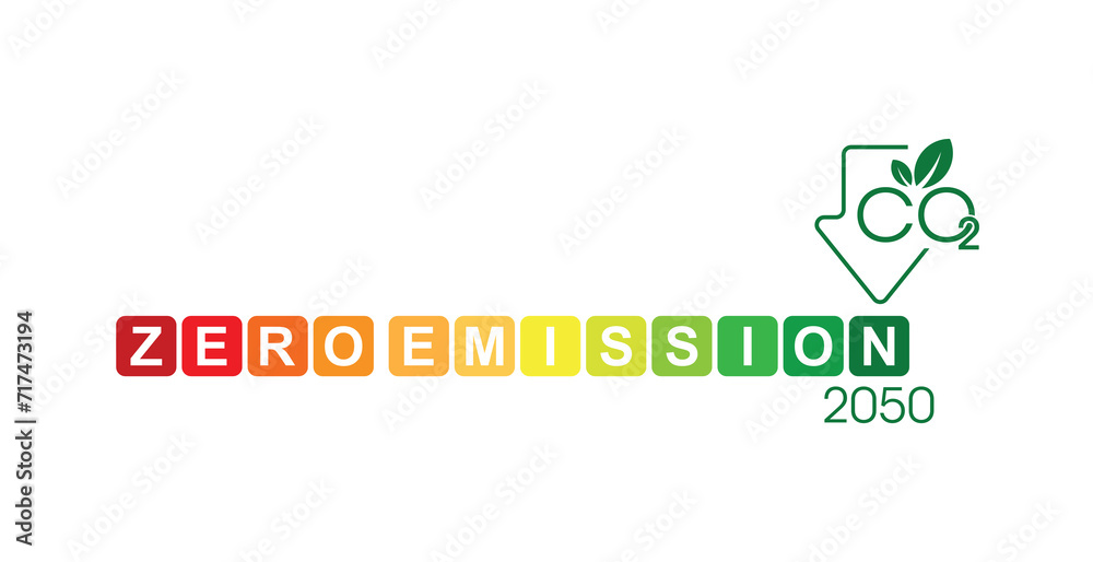 zero emission sign on white background zero emission sign on white background