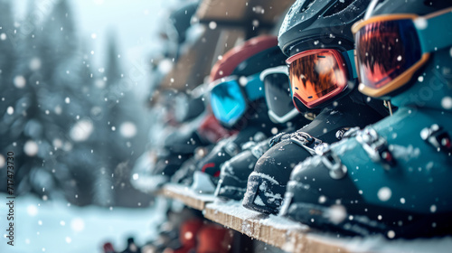 Ski Helmets and Goggles in Snow