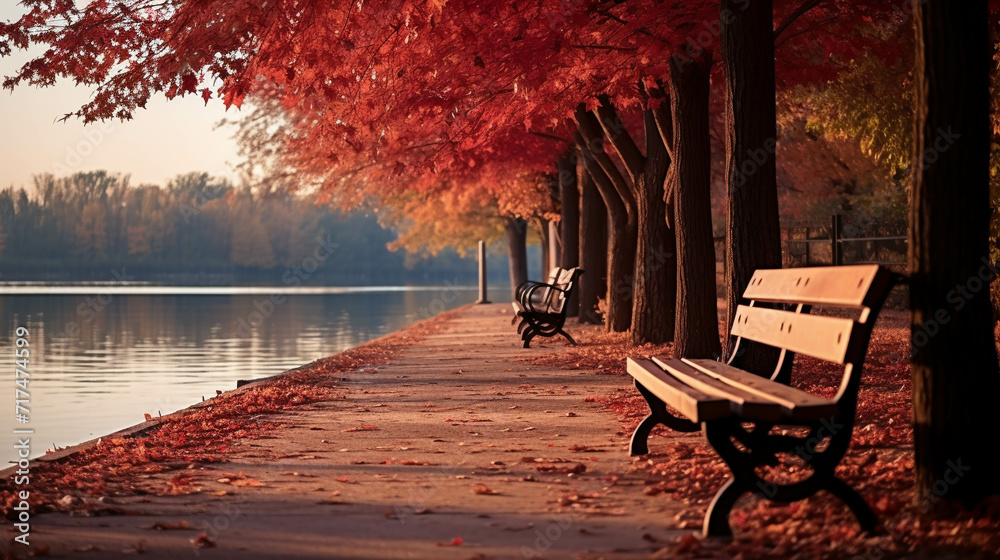 bench in the morning high definition(hd) photographic creative image