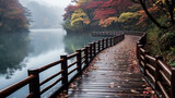 wooden bridge over lake high definition(hd) photographic creative image
