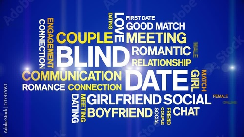 Blind Date animated tag word cloud;text design animation kinetic typography seamless loop.