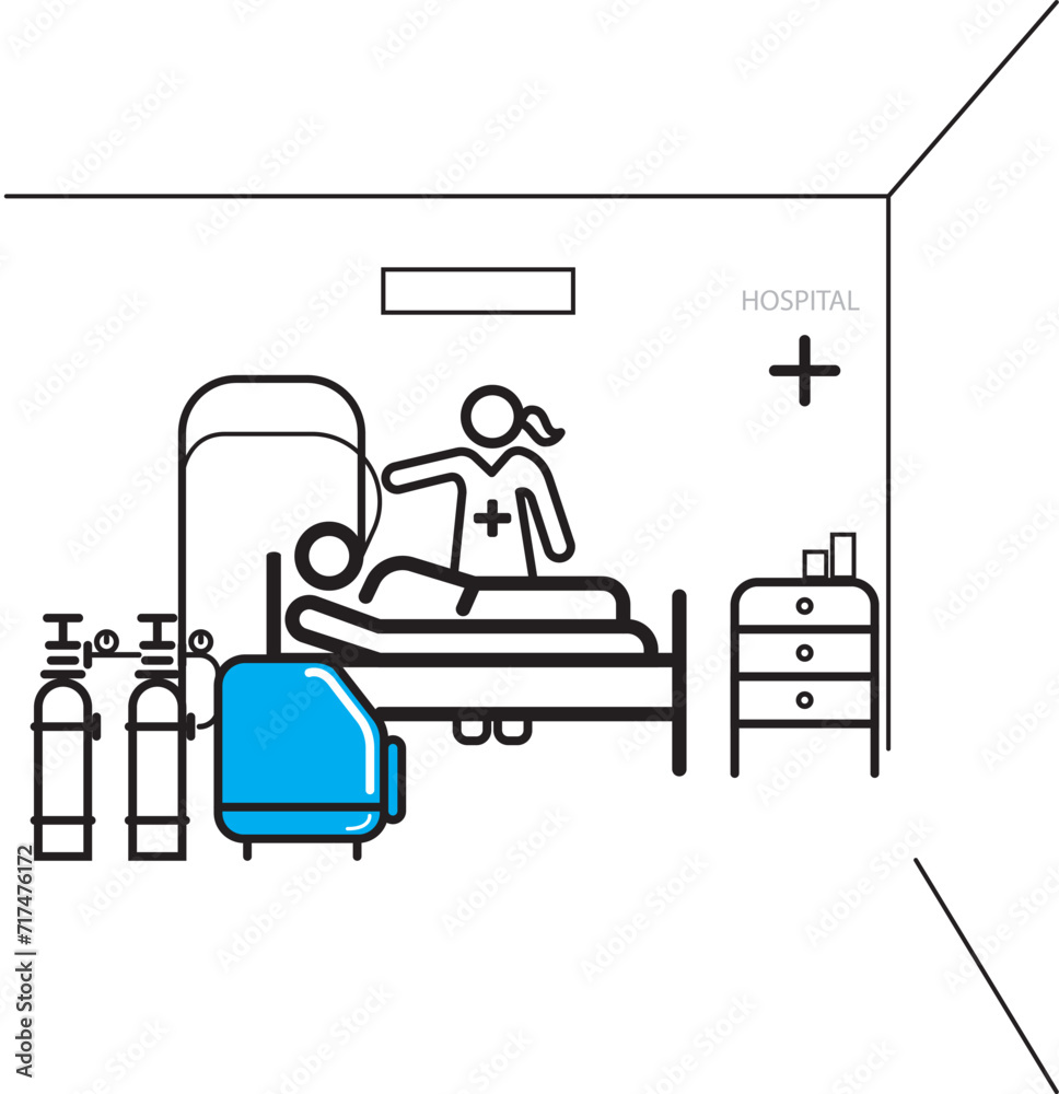 Illustration of medicine concept with doctors and patient in hospital room. Treatment and care for patients in hospital bed a line drawing illustration Illustration of medicine concept with doctors and patient in hospital room. Treatment and care for patients in hospital bed a line drawing illustration
