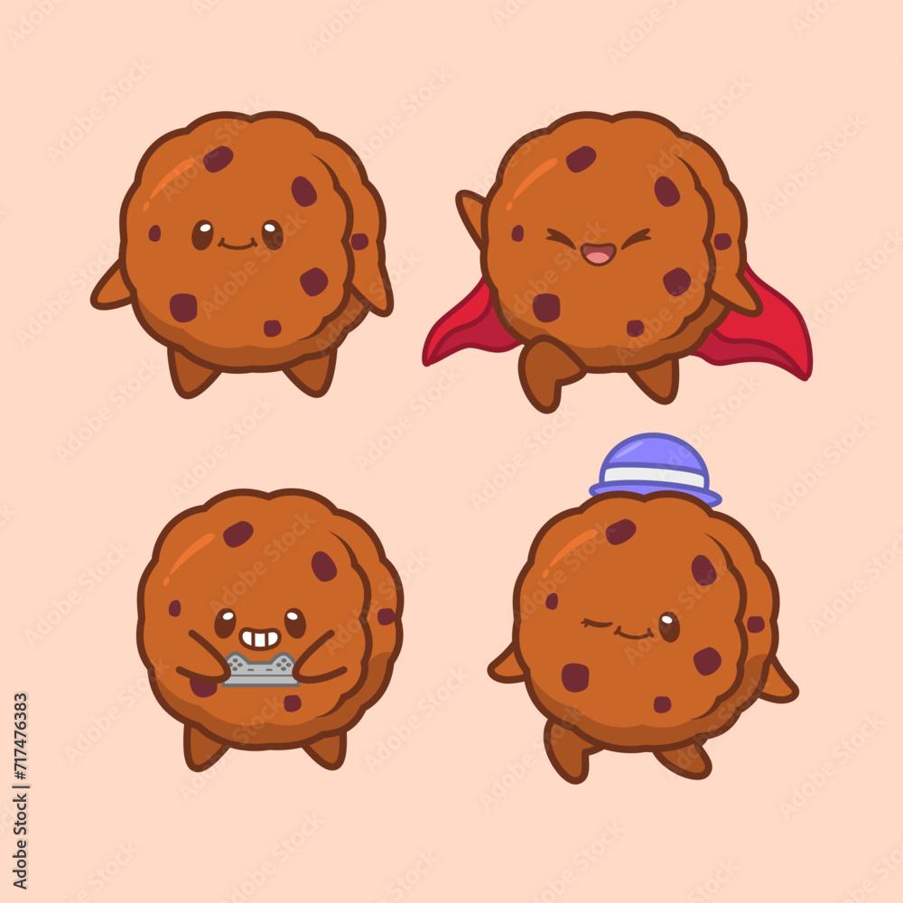 Fototapeta premium Cute Cookies Cartoon Character Illustration