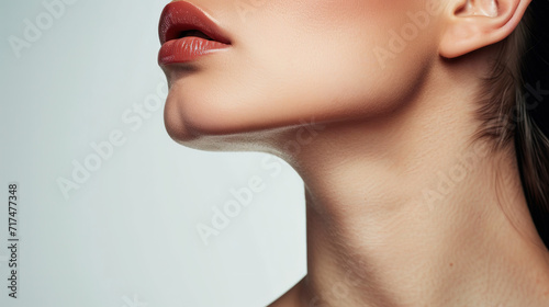  soft and supple skin of a beauty model's neck and décolleté area photo