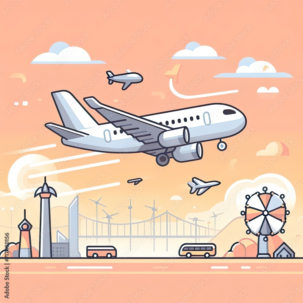airplane flat illustration. simple and minimalist design
