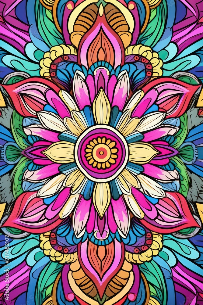 A colored illustration featuring a flower background.