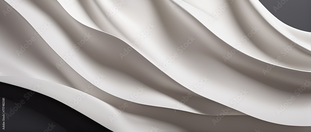 Obraz premium silk background. illustration of bright white fabric material in wavy layers of abstract background with dark shadows