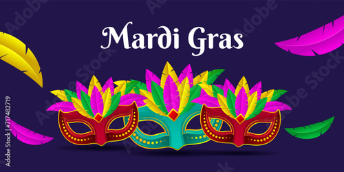 Vector illustration of Mardi Gras social media feed template