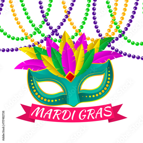 Vector illustration of Mardi Gras social media feed template