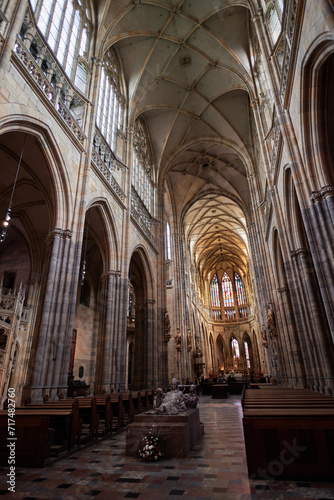 Interior of the St. Vitus Cathedral in Prague Castle in Czechia