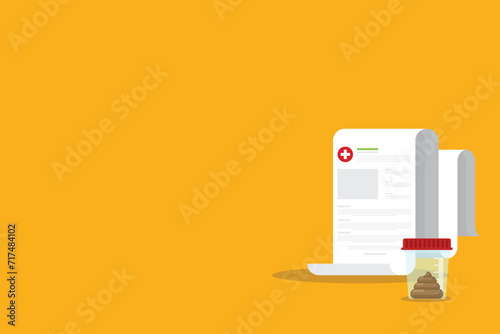 Stool analysis. Stool test. Medical research report with medical sample in a glass tube.	