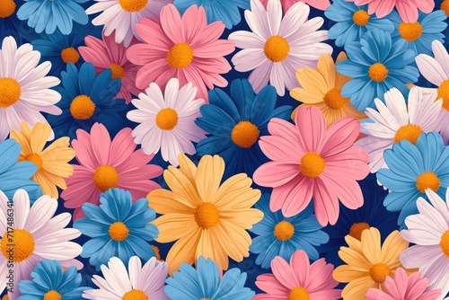 Flowery seamless pattern design. Generative Ai.
