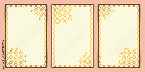 Set of Indian Traditional and Cultural pulli Kolam decorative brochure, greeting card, templates vector.