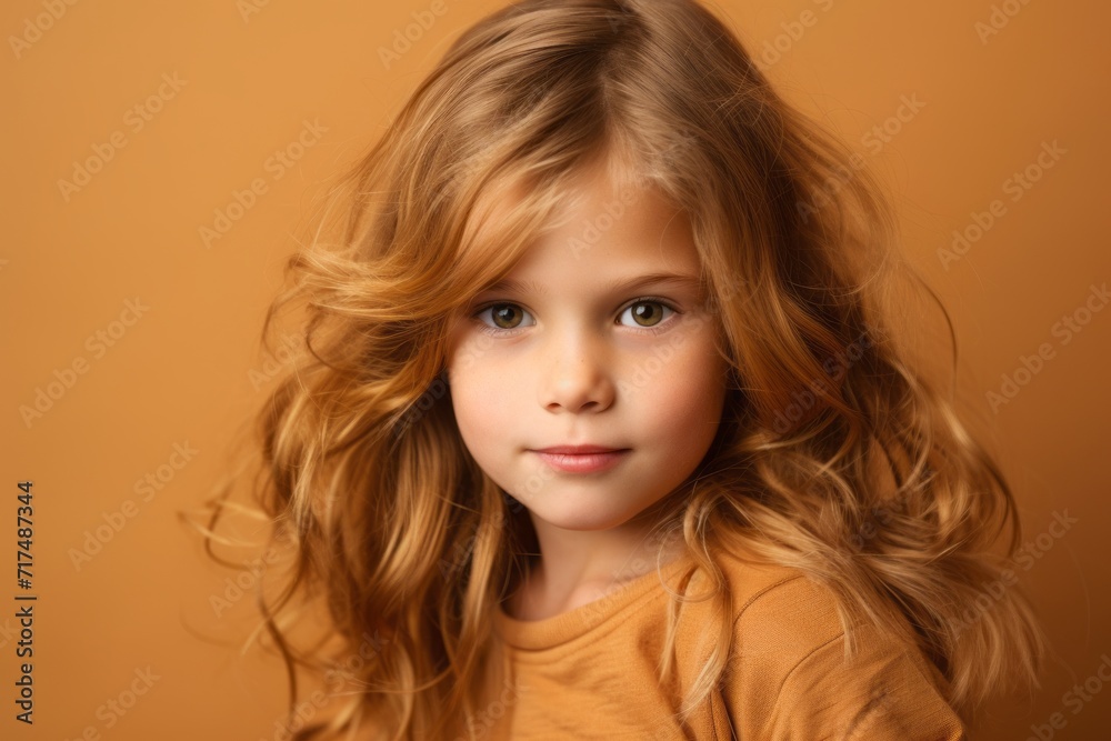 Portrait of a beautiful little girl with long blond curly hair. Portrait of a beautiful little girl with long blond curly hair.
