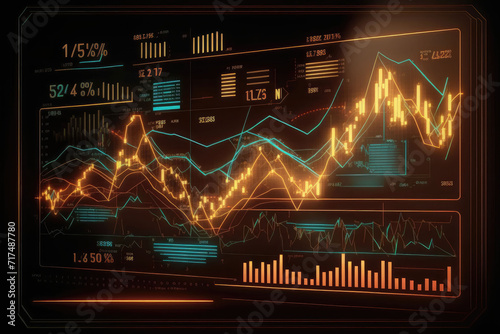 Stock market waveform chart, AI generated photo