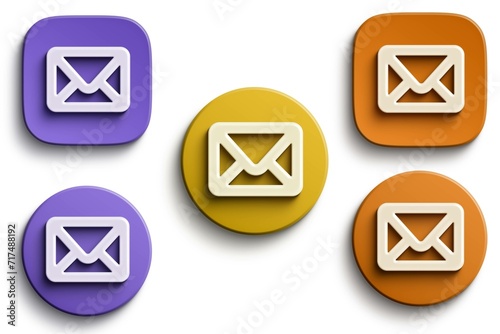 Illustration of the rounded icons with envelopes on a white background photo