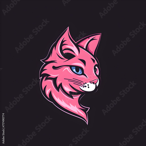 Pink cat head vector logo