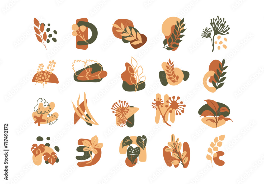 Botanical Artistic Style Shape Set Botanical Artistic Style Shape Set