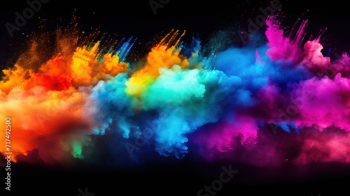 A dynamic explosion of colorful powder against a dark background, symbolizing energy and creativity.