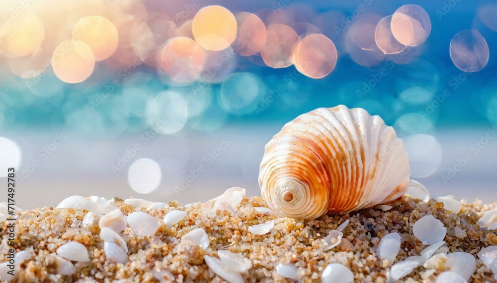Nature's Jewels: Delicate Seashell Amidst Seaside Bokeh Nature's Jewels: Delicate Seashell Amidst Seaside Bokeh