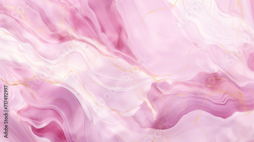 Soft pink marble with flowing gold veins creating a dreamy and artistic texture for luxury design.