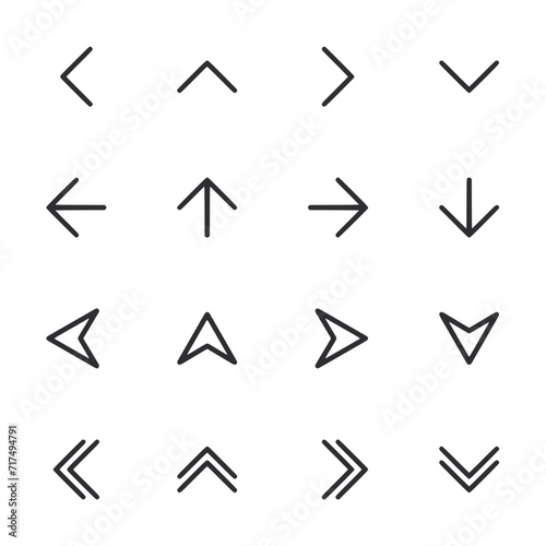 Set of arrow icon for web app simple line design photo