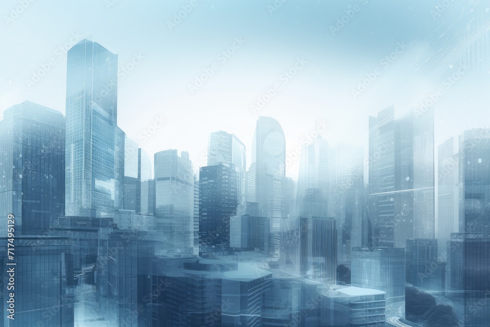 blue large modern city silhouette