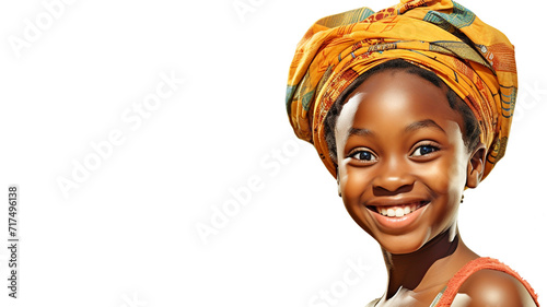 smiling african girl standing isolated on white background