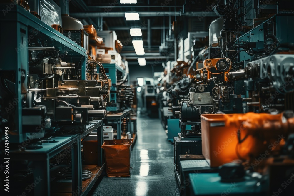 Processing machinery in a modern factory