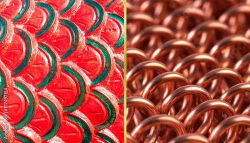 Macro view of spiral copper wire as abstract metal and energy industry