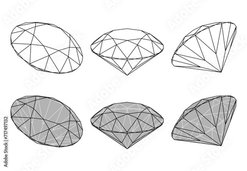 Set of isolated diamond illustrations photo