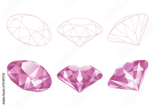 Set of isolated diamond illustrations