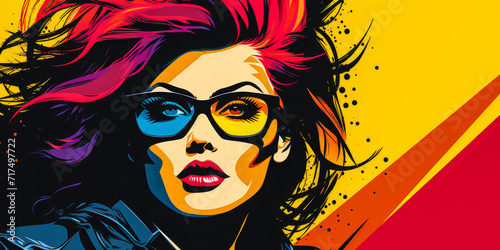 80s retro illustration of a woman in vibrant colors