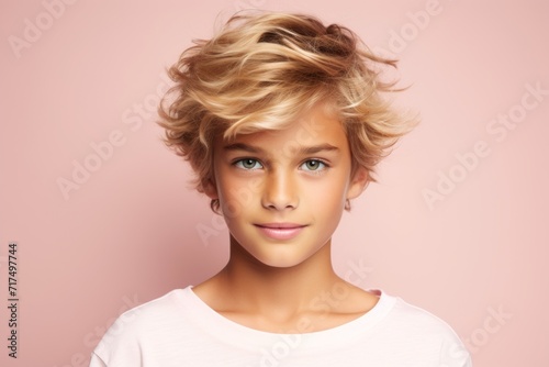 Portrait of beautiful young woman with blond hair. Studio shot.