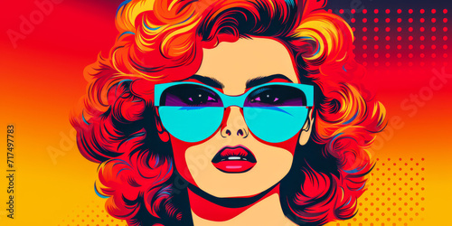 80s retro illustration of a woman in vibrant colors