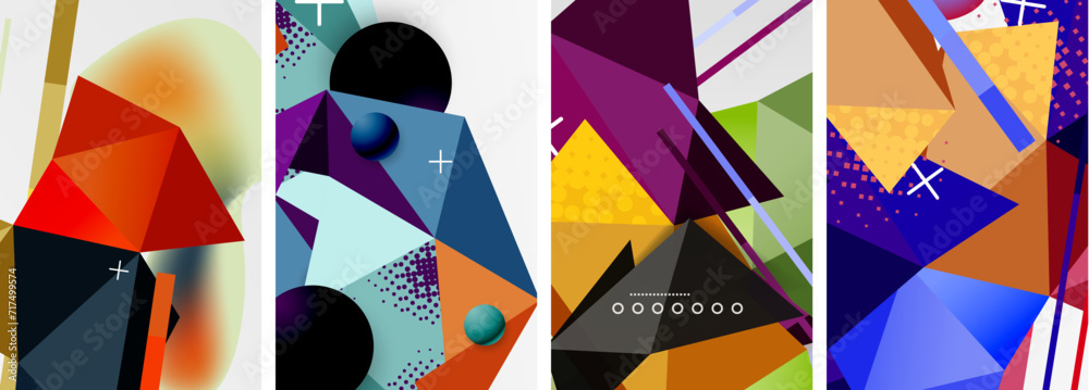 Geometric elements in abstract poster composition set. Vector illustration For Wallpaper, Banner, Background, Card, Book Illustration, landing page Geometric elements in abstract poster composition set. Vector illustration For Wallpaper, Banner, Background, Card, Book Illustration, landing page