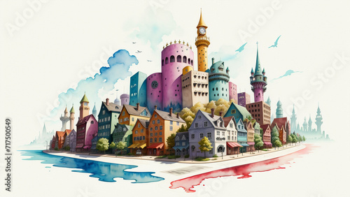 A castle with stunning architecture towering spire and the historical combination of religious elements and castles. with the sky as the background