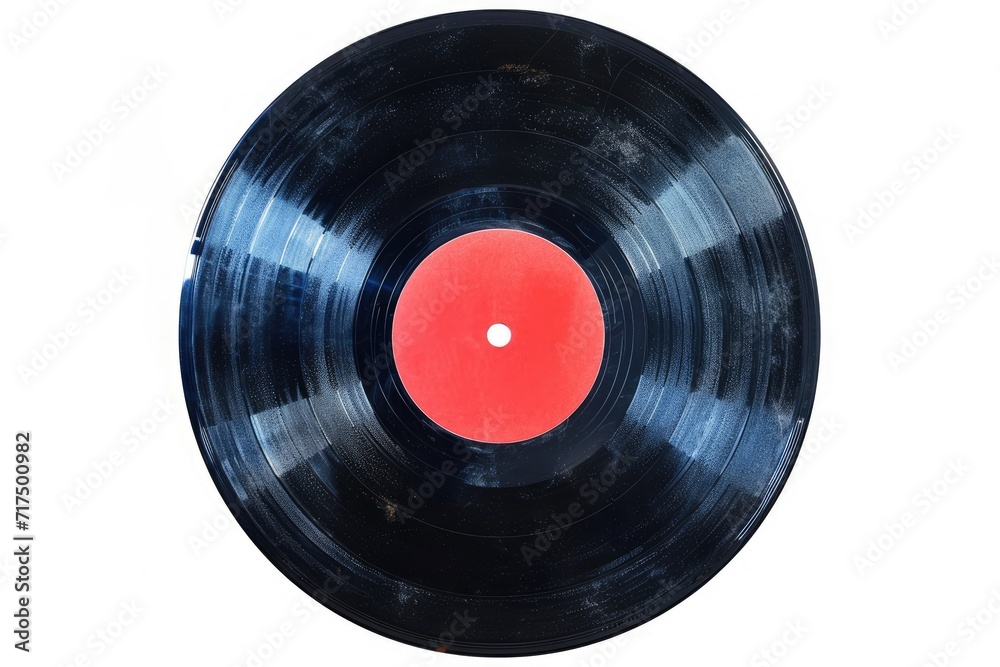 Old vinyl record with blank red label isolated on white Old vinyl record with blank red label isolated on white