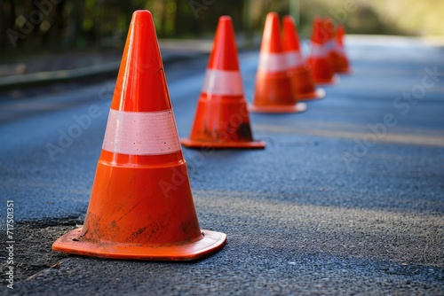 Use traffic cones to indicate temporary blockages on the road