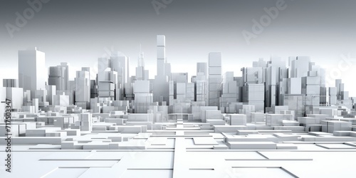 Geometric Urban Landscape  3D Rendering of White City