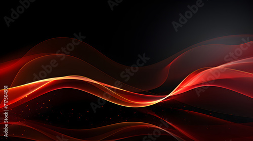 Wavy gold and Red Gradient Glowing Stripes on a black background.Abstract Background for Banner Designs, business cards,. Banner concept 