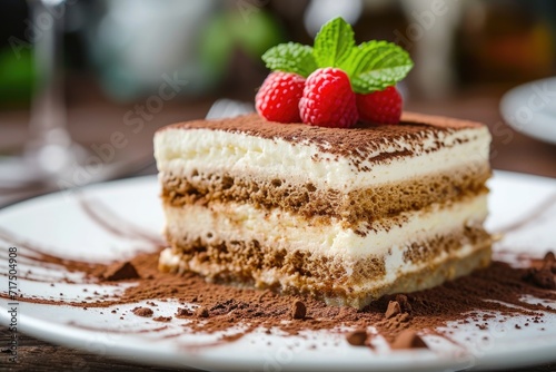 Zoom in on a part of delicious tiramisu