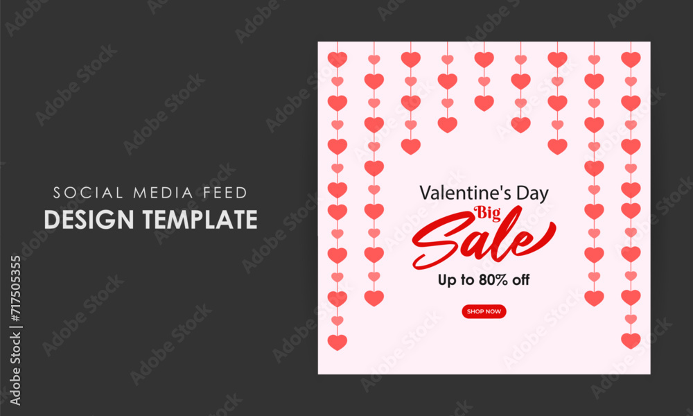 Vector illustration of Happy Valentines Day Sale social media feed template