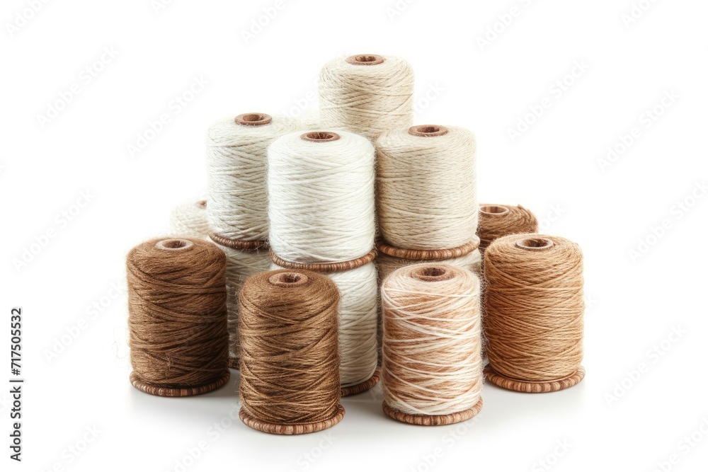 Linen and silk spools on white background Linen and silk spools on white background