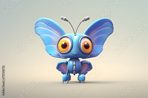 3d rendering cute Butterfly cartoon